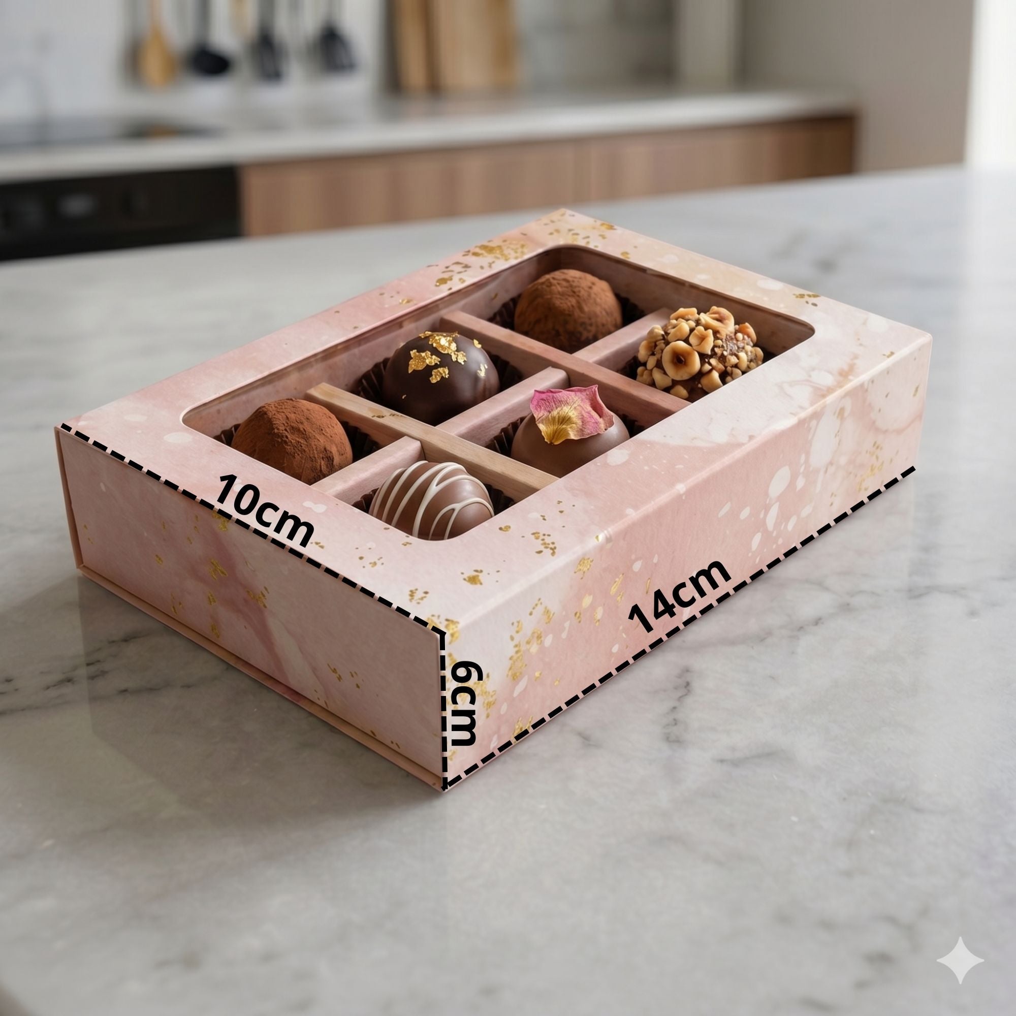 Caja Para 6 Trufas 14x10x6