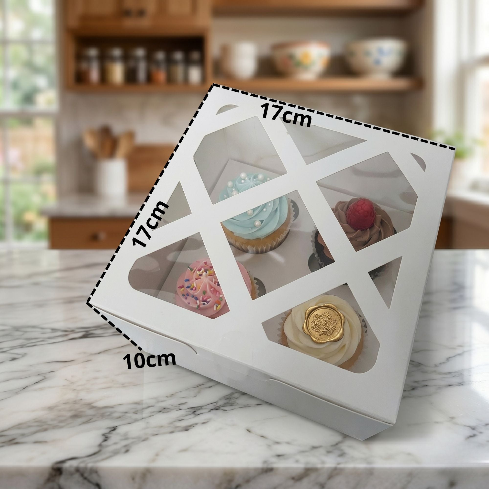Caja Para 4 Cupcakes 17x17x10