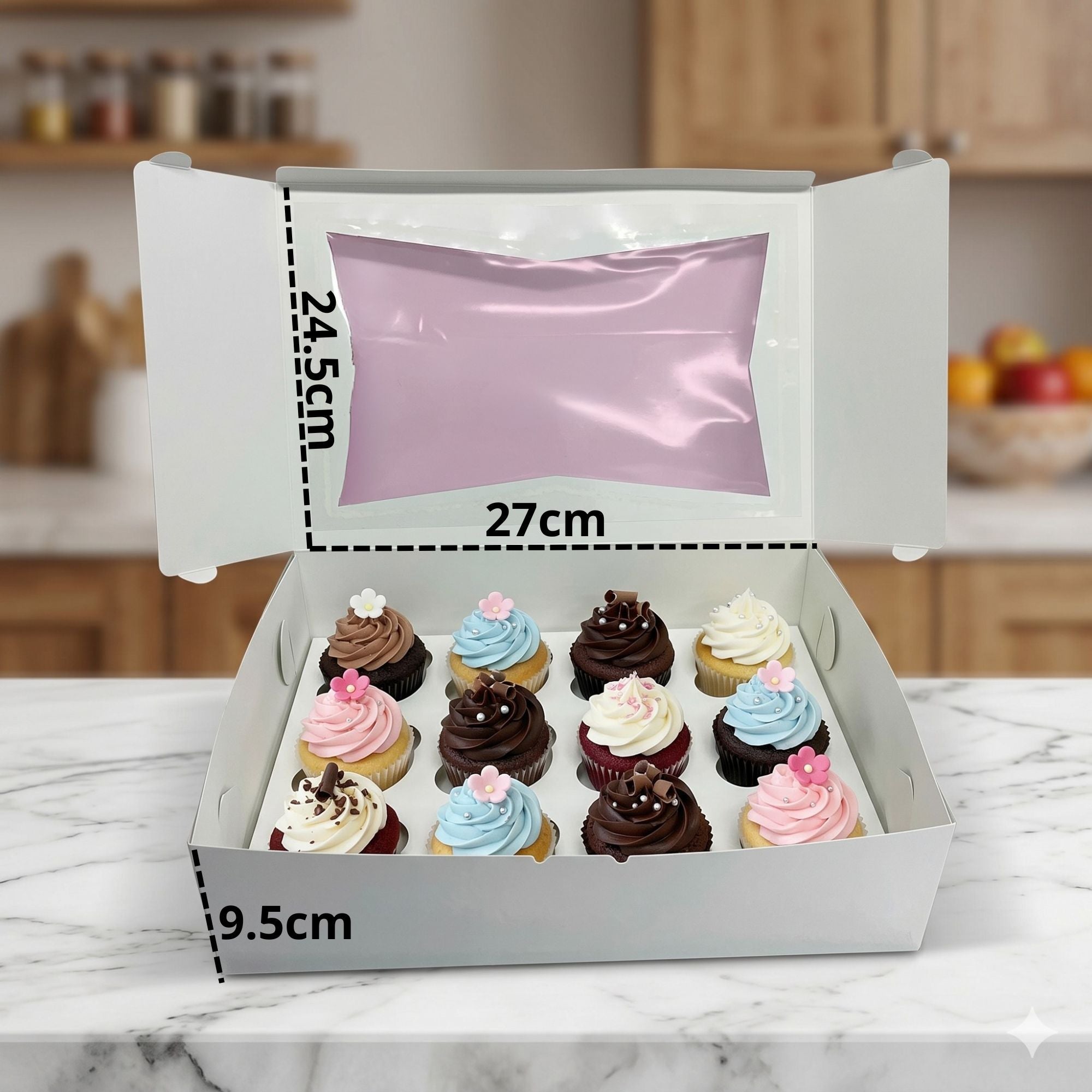 Caja Para 12 Cupcakes 27x24.5x9.5