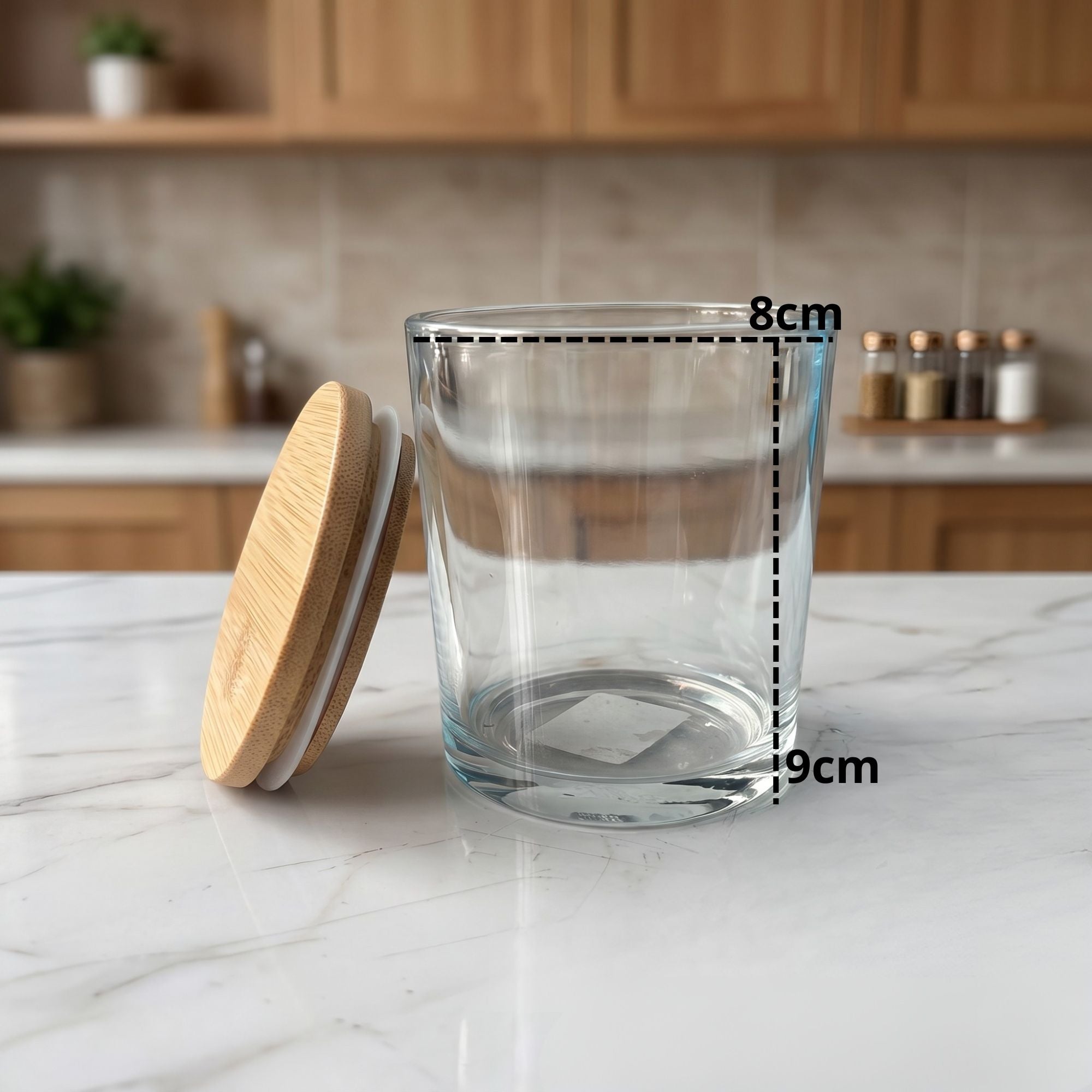 Botella Vidrio Transparente 300ML Tapa Madera