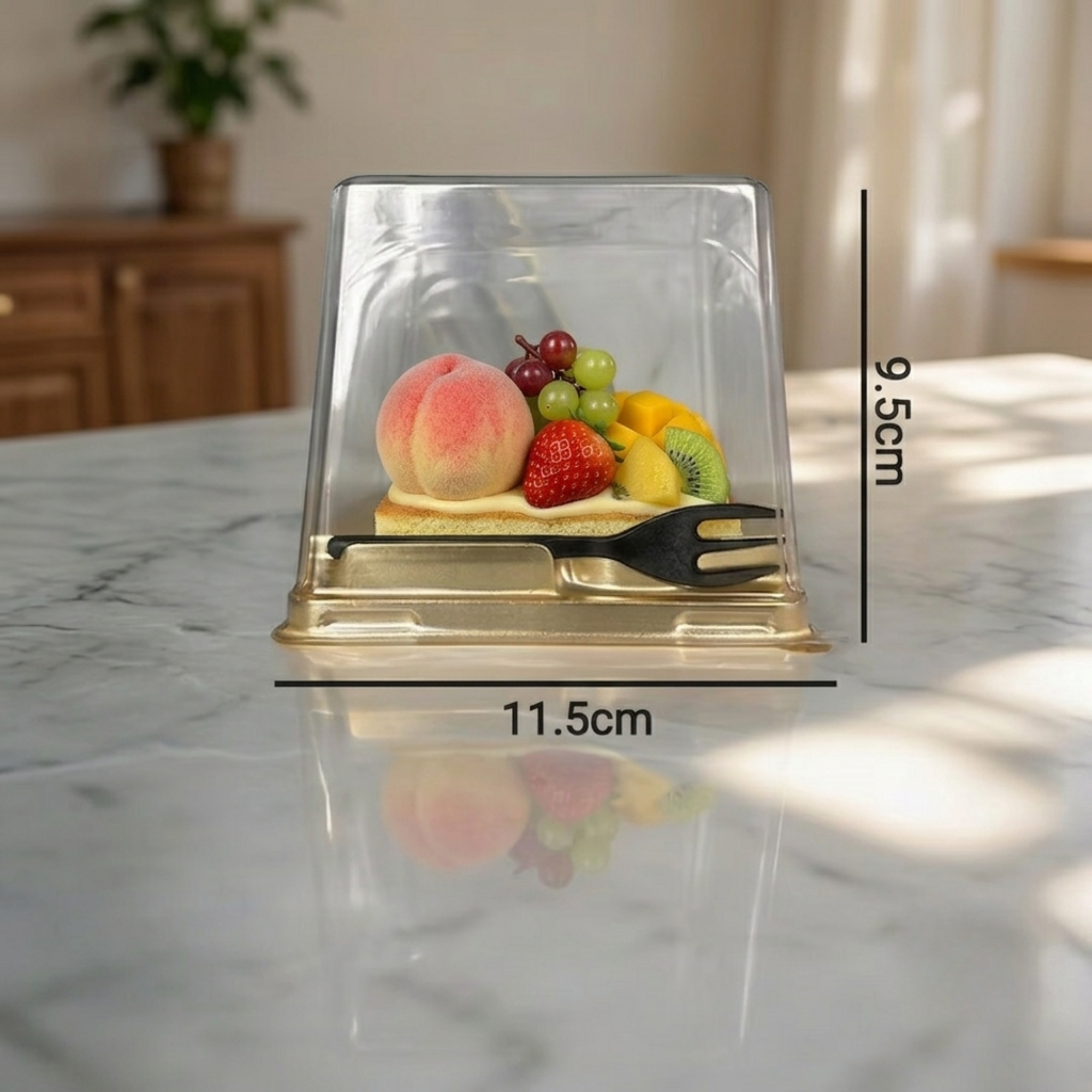 Caja Acetato Dorada + Cubierto