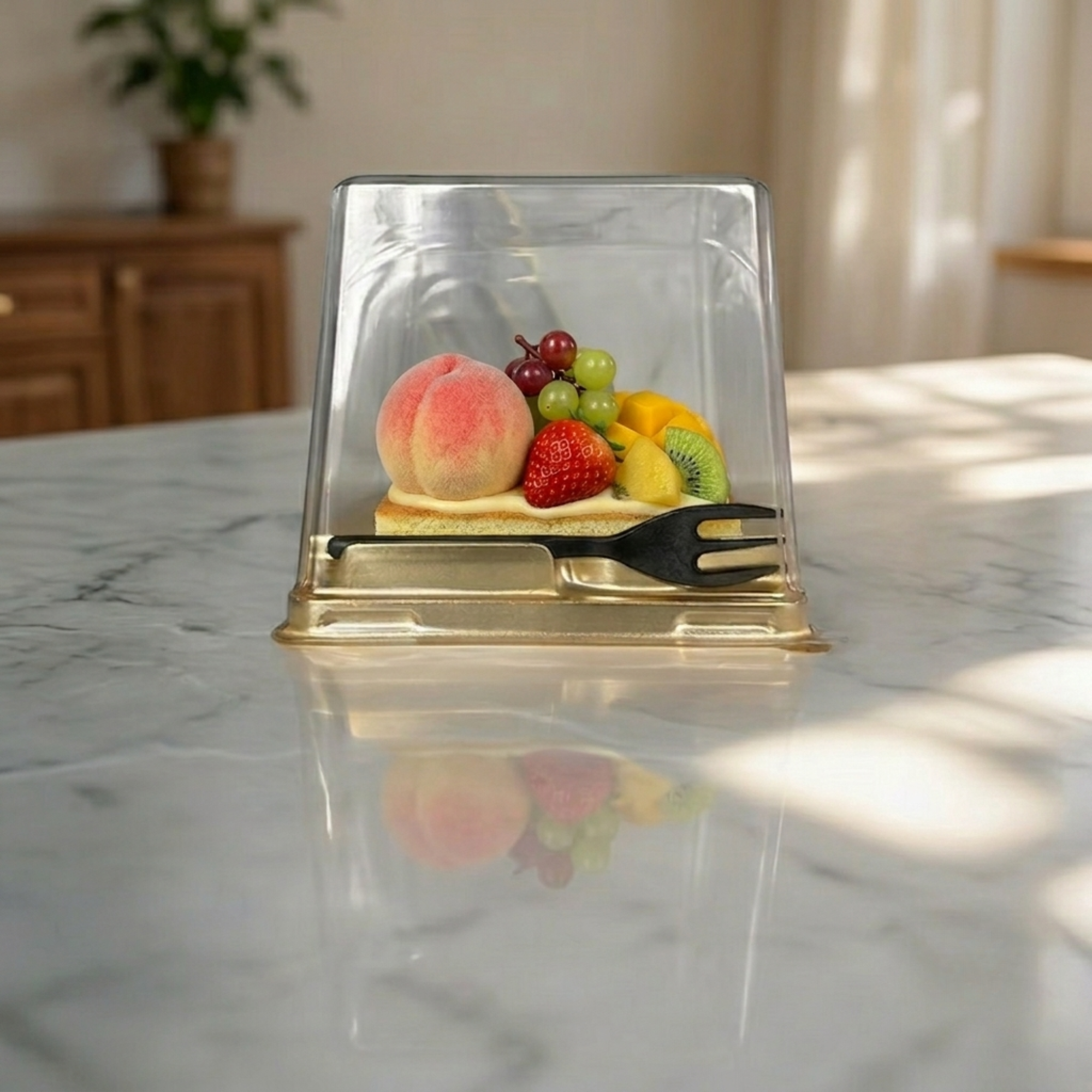 Caja Acetato Dorada + Cubierto