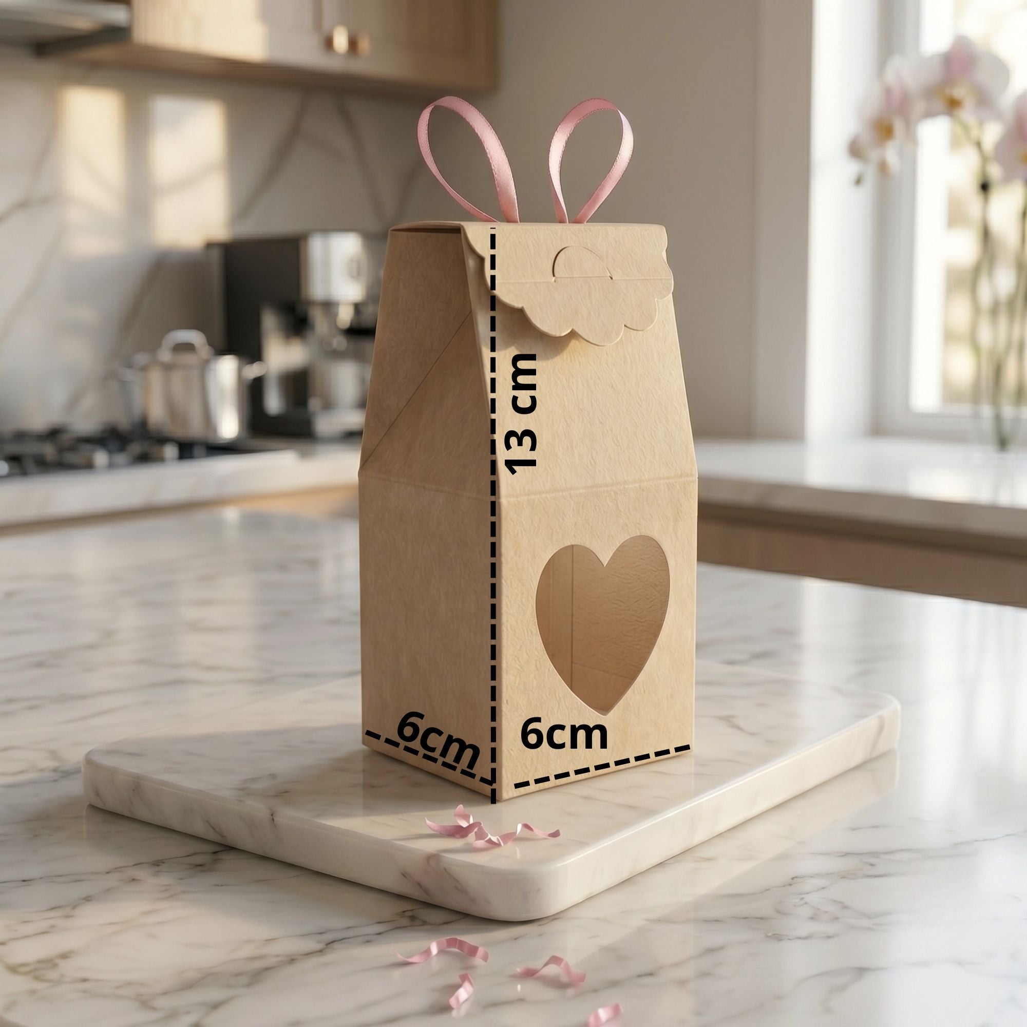 Caja Corazon Mini Ventana 6x6x13