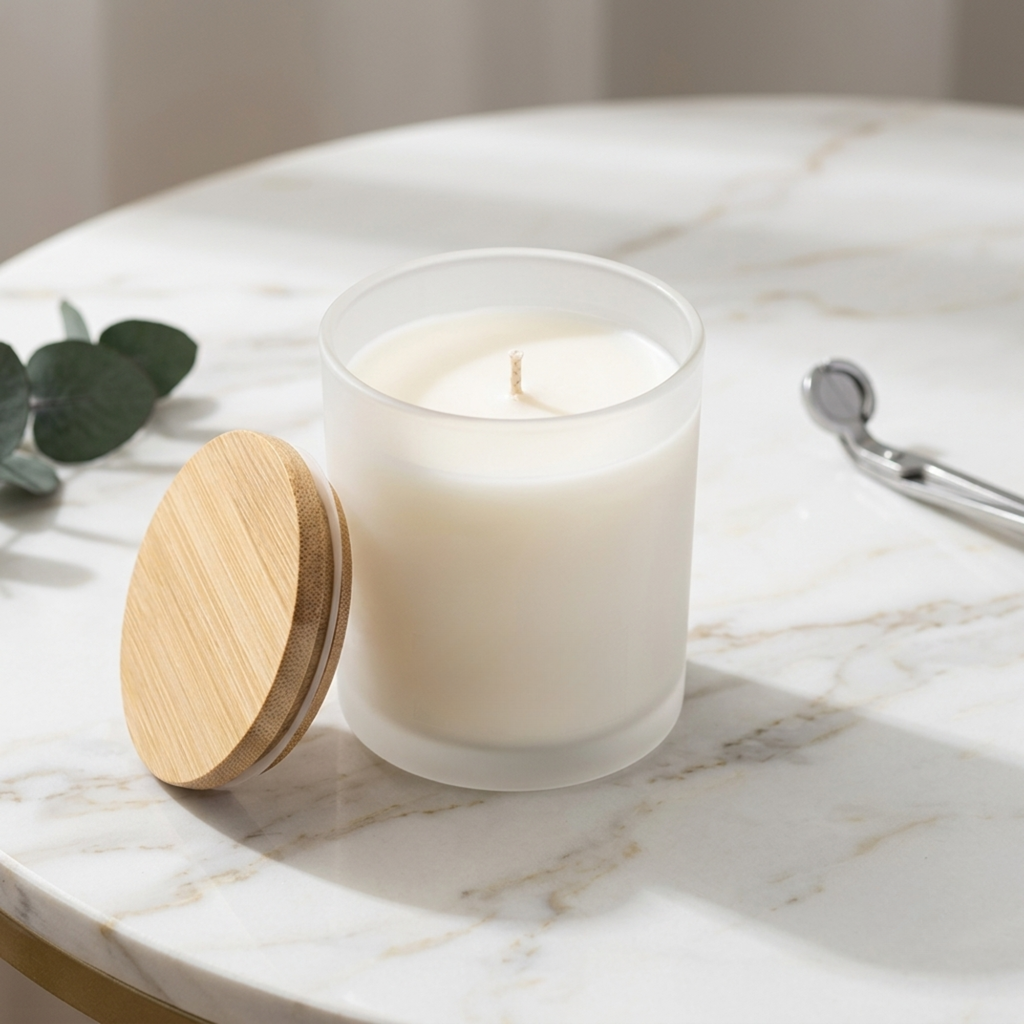 Envase Vidrio Biselado Con Tapa De Madera