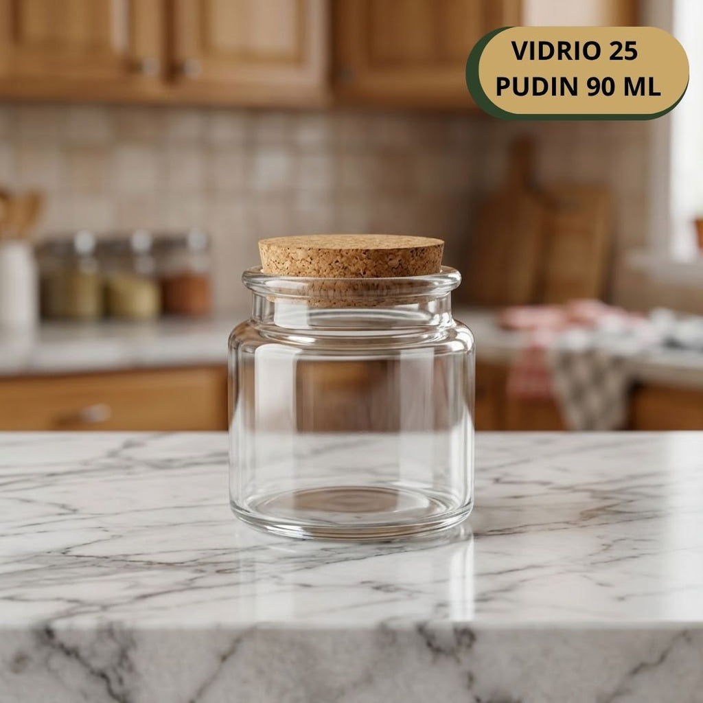 Botella Vidrio 25 Pudin 90ML + Corcho