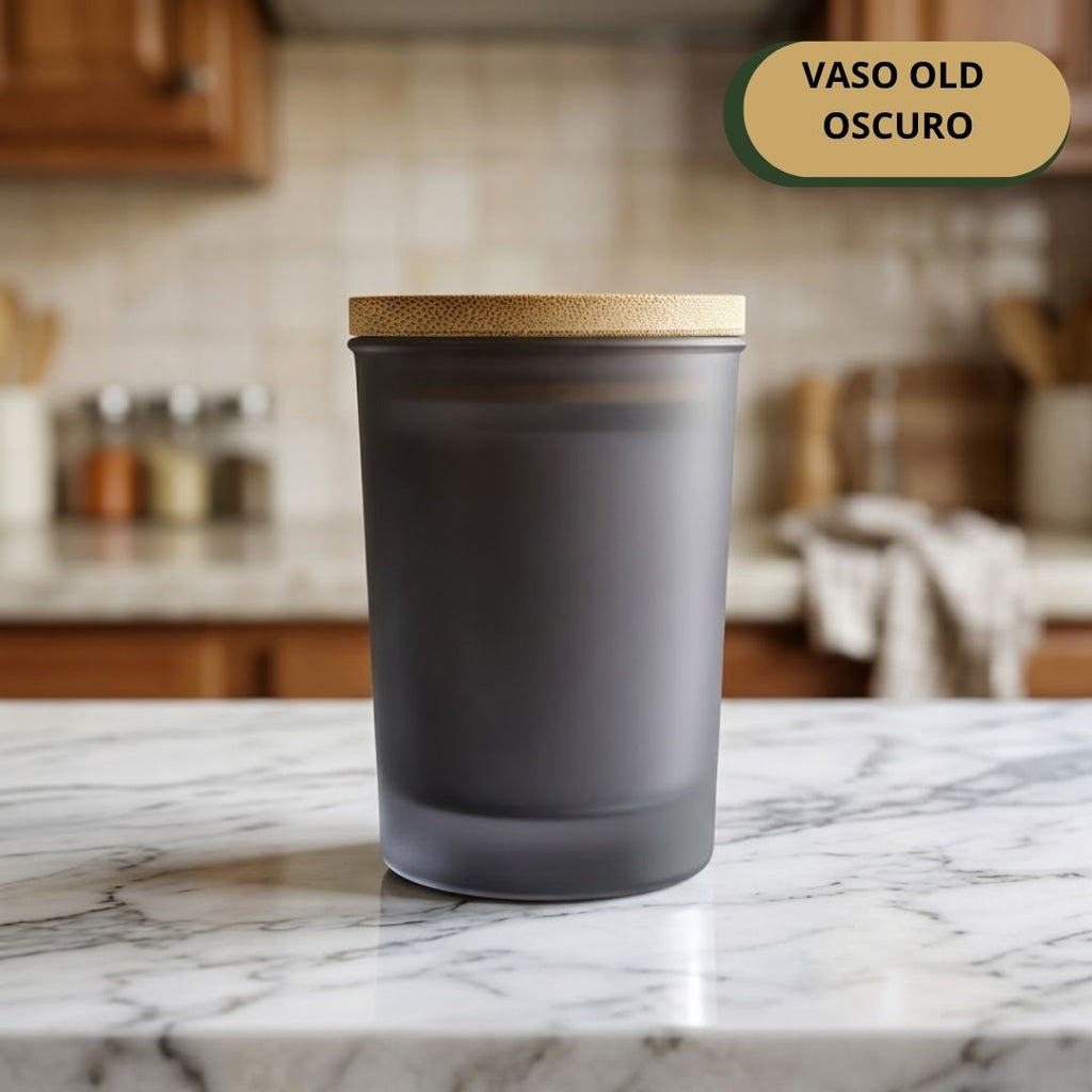 Vaso Old Oscuro + Tapa Madera
