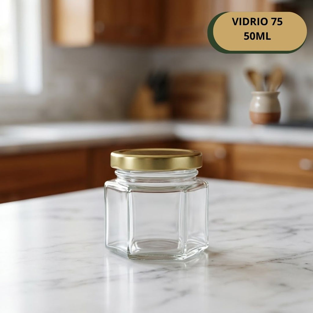 Botella Vidrio 75 X 50 ML Hexagonal