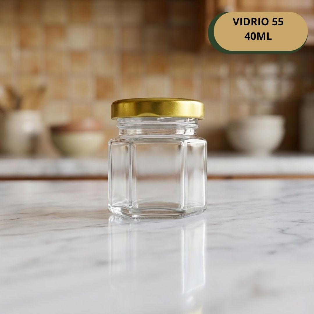 Botella Vidrio 55 X 40ML Hexagonal