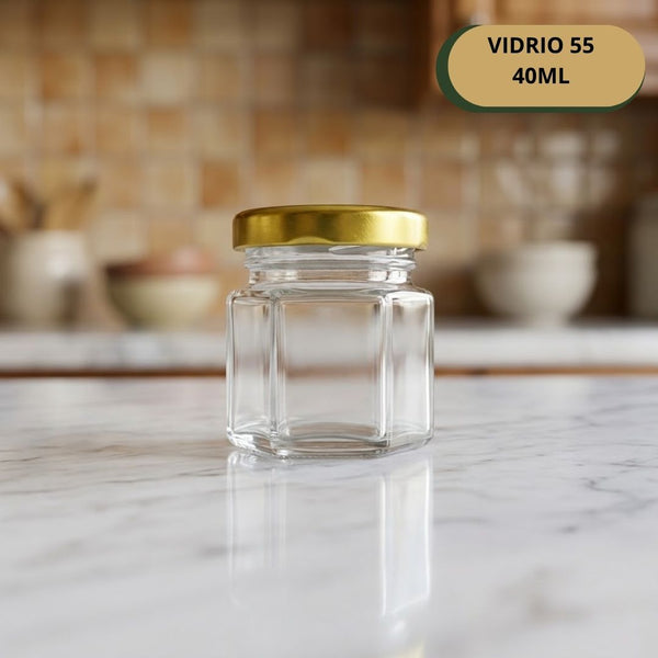 Botella Vidrio 55 X 40ML Hexagonal