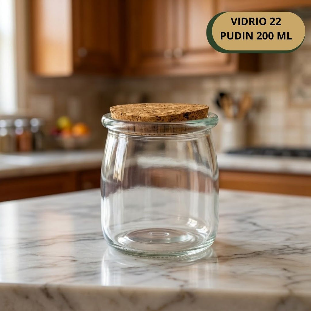 Botella Vidrio 22 Pudin+Corcho 200 ML