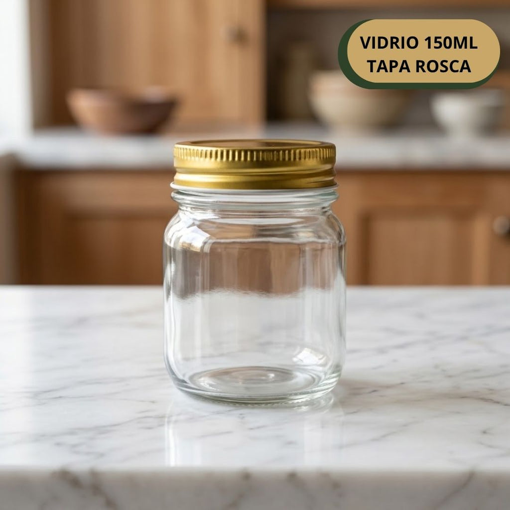 Frasco Vidrio 150 ML Tapa Rosca