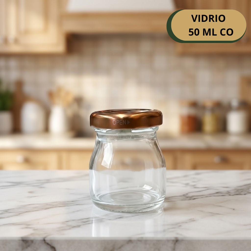 Frasco Vidrio 50ML Con Tapa