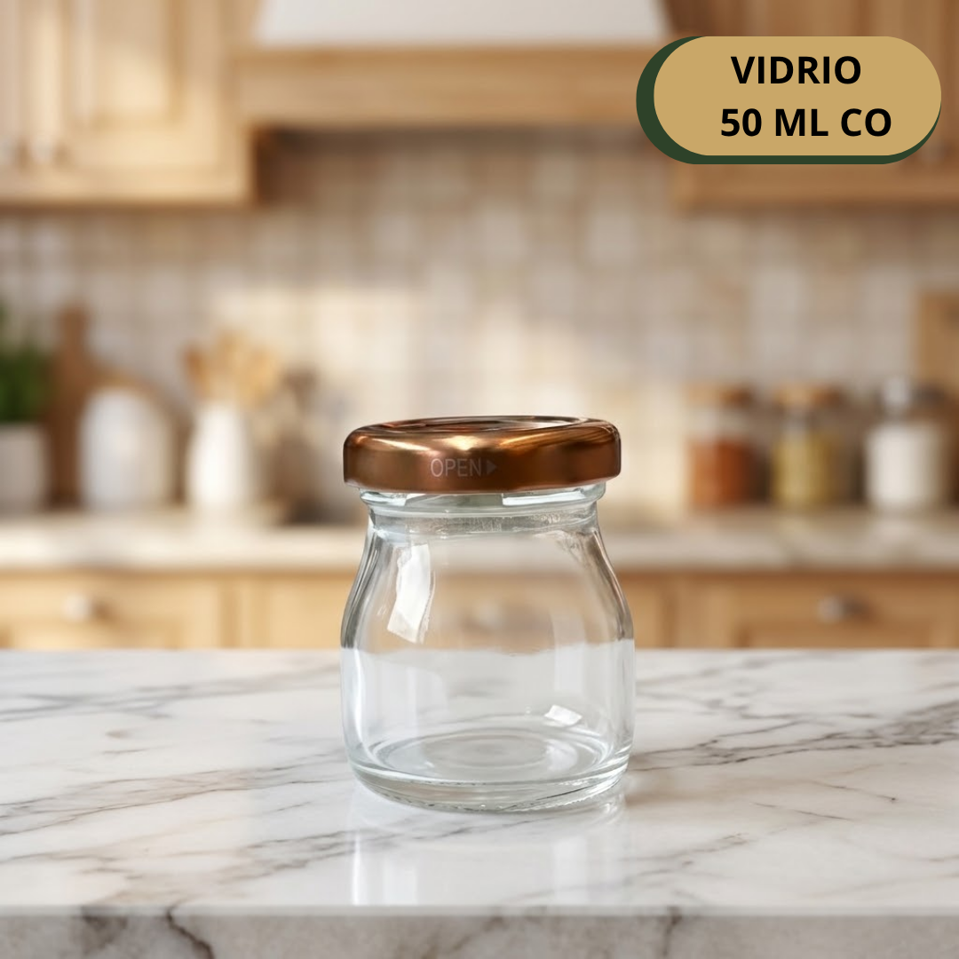 Frasco Vidrio 50ML Con Tapa