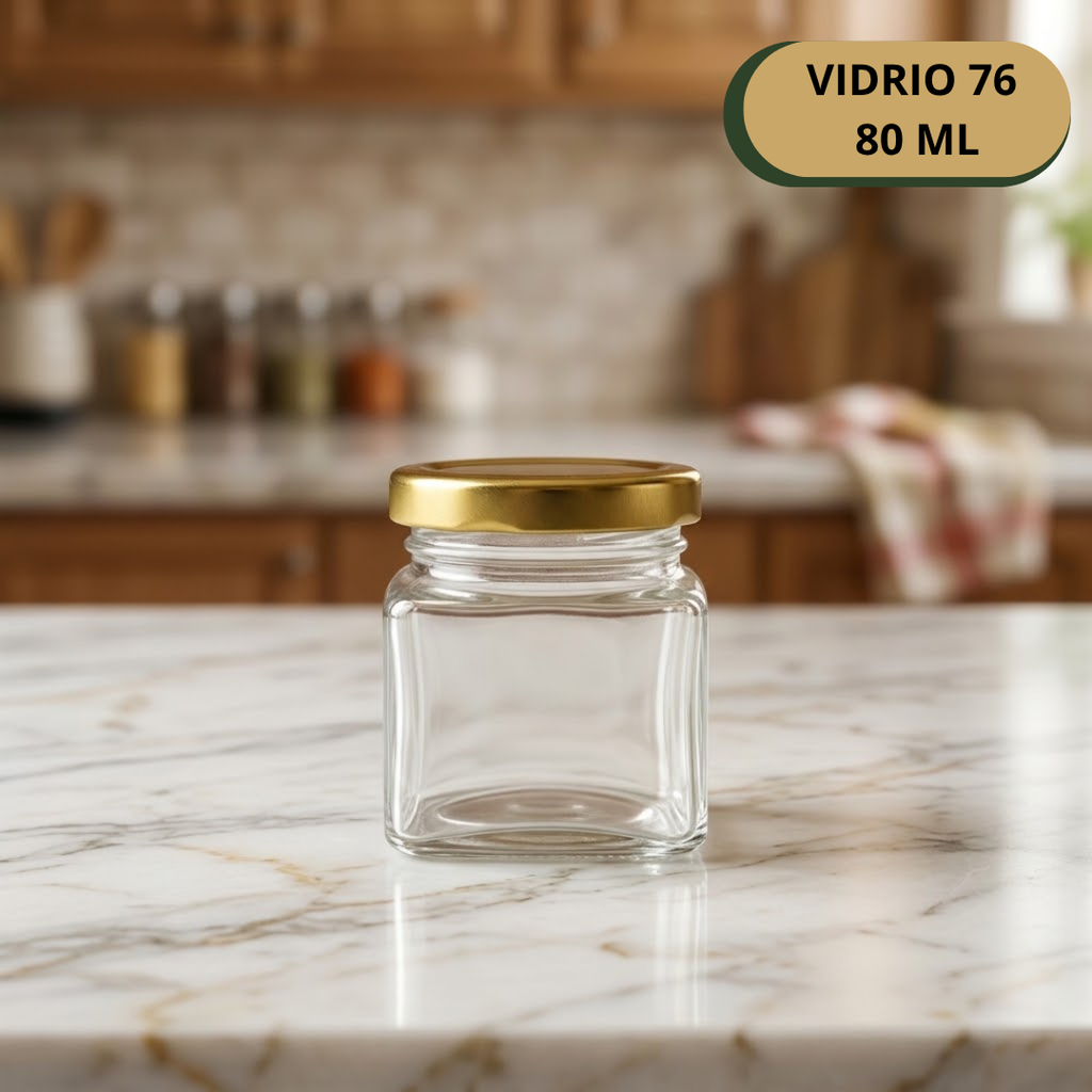 Botella Vidrio 76 X 80 ML Cuadrada